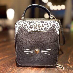 kate spade Black Cat Crossbody Bag with Leopard Accent